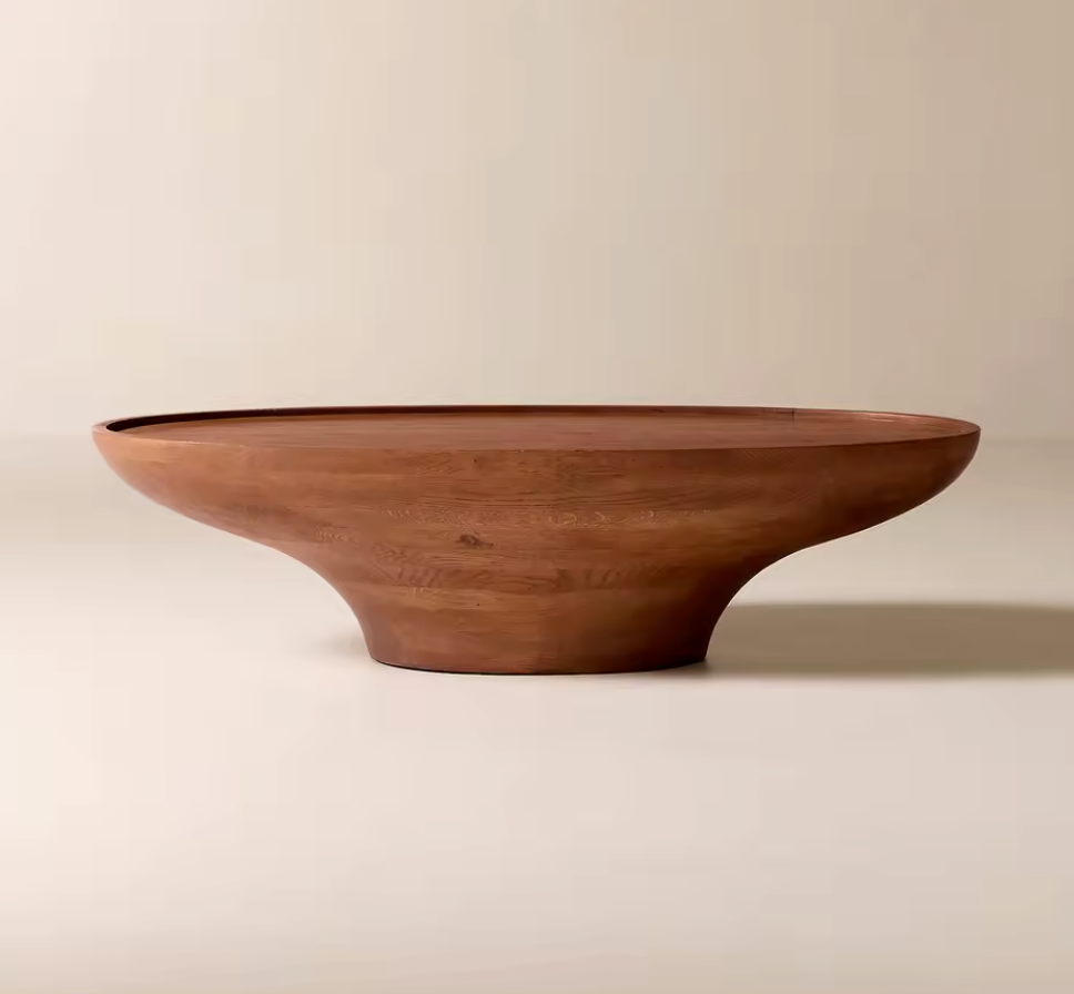 Harpeth Oval Light Brown Oak Wood Coffee Table